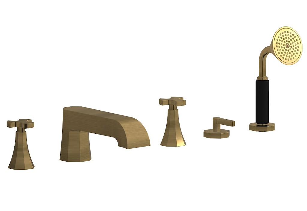 Смеситель на бортик ванной на 5 отверстий с дивертером и душевым гарнитуром. WE ARE IB bt396mb Modern Bronze Belmondo 