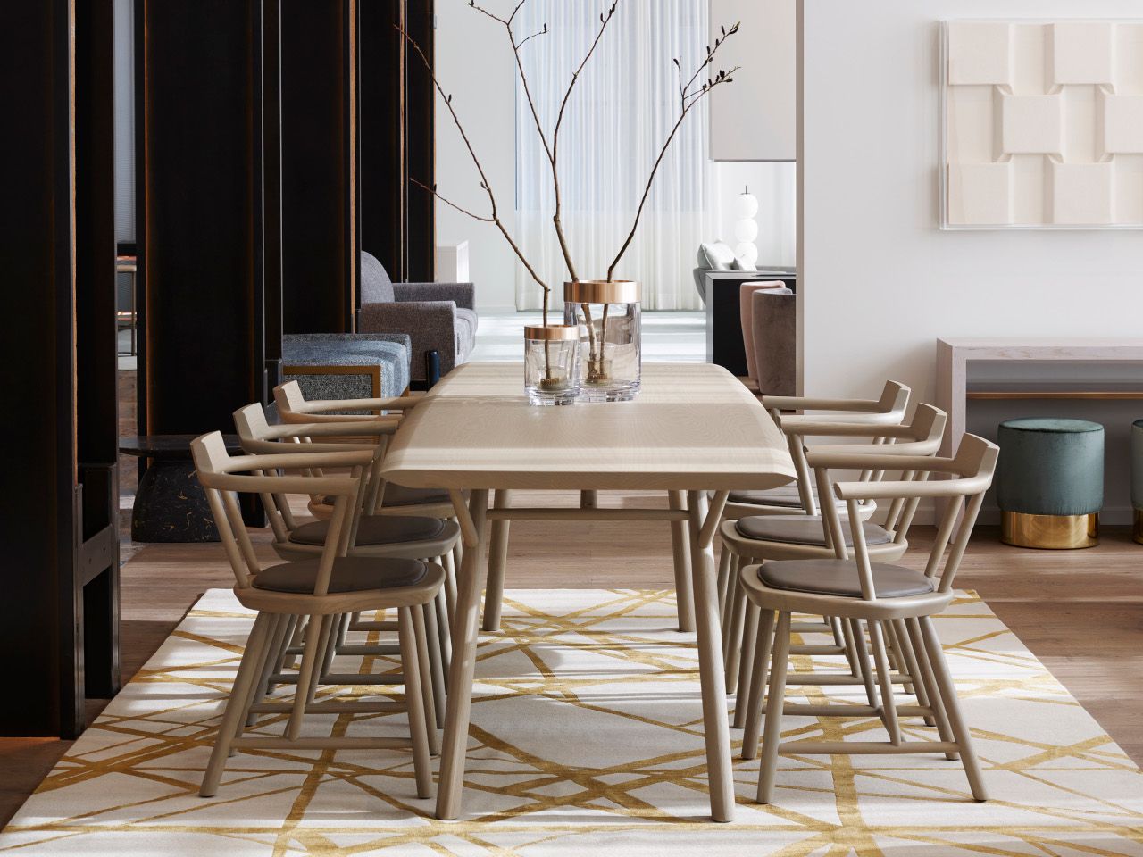 Прямоугольный обеденный стол из массива дерева Linteloo Oiseau ARCH-00138453 - Вид №3