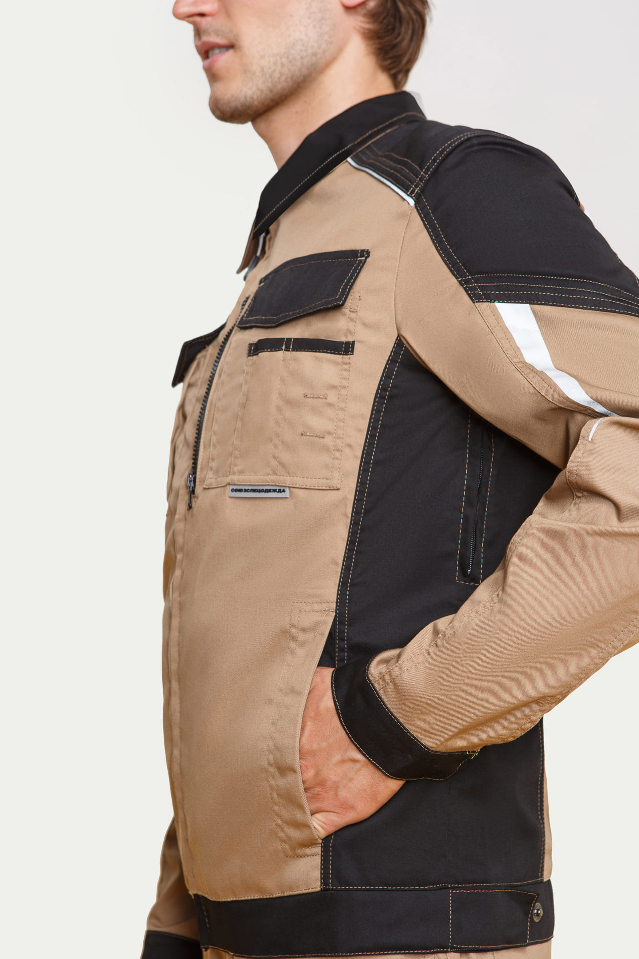 70067 Костюм  NEW бежевый с черным STATUS  Летняя спецодежда  размер 52-54/182-188  - Вид №7