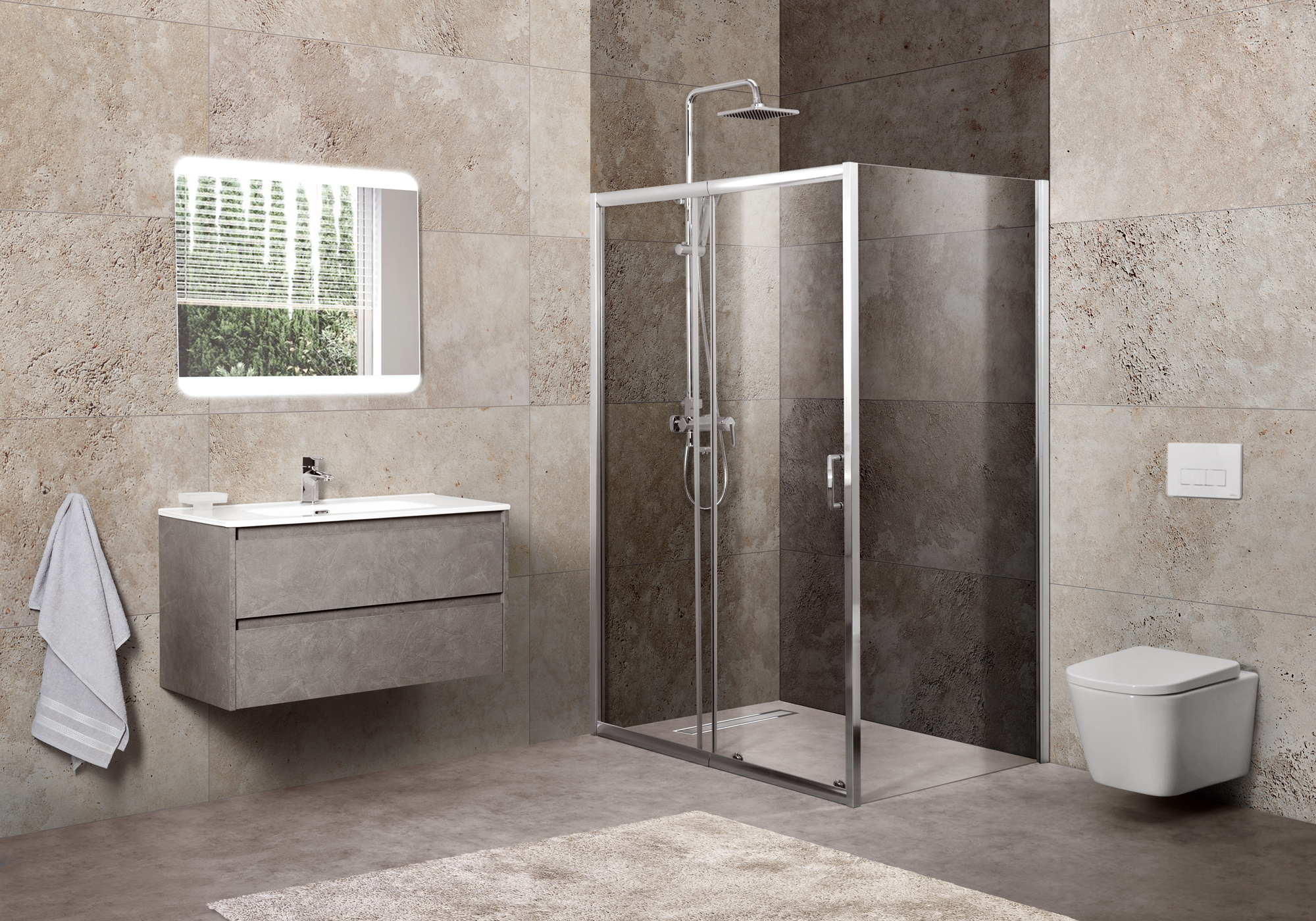 Душевой уголок BelBagno UNIQUE-AH-1-110/125-100-C-Cr - Вид №1
