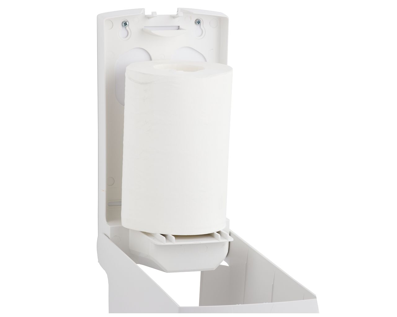 CTN201 Контейнер для бумажных полотенец в рулонах TOP MINI, АБС-пластик, белый, синее окошко Merida  - Вид №3