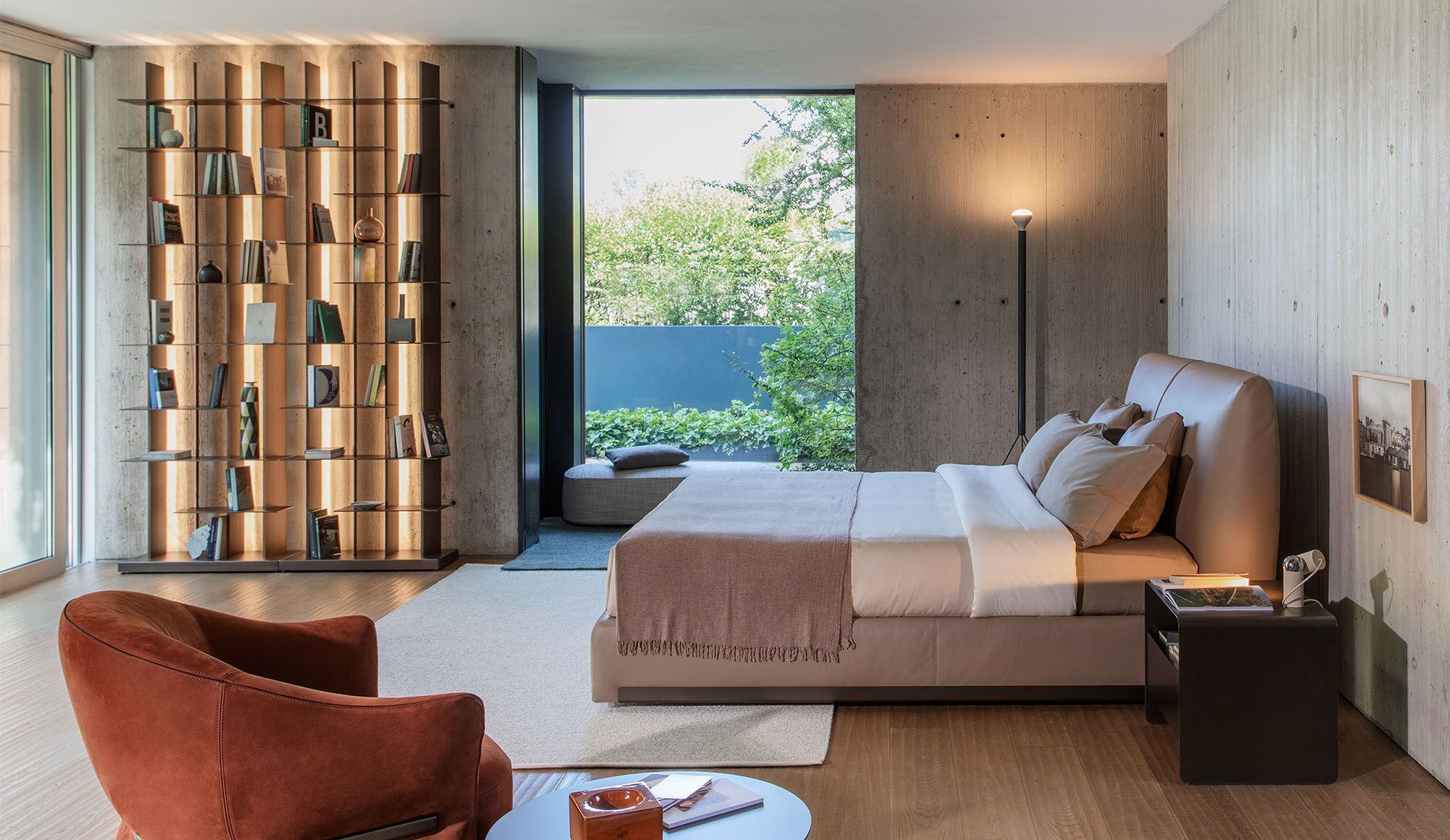 Двуспальная кровать из ткани с мягким изголовьем Flou ATELIERM ARCH-00150147 - Вид №9