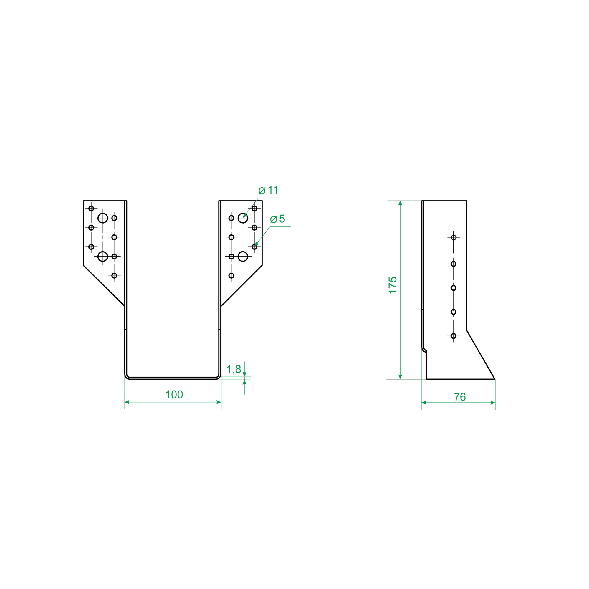 84857904 Опора балки раскрытая 100х175х1,8 (2 штуки) Santreyd  - Вид №5