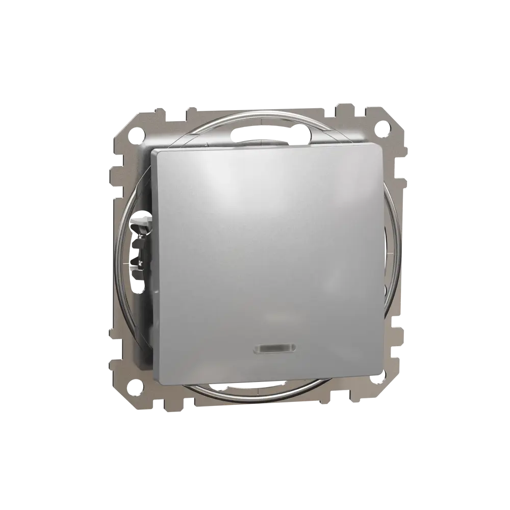 Выключатель встраиваемый Systeme Electric Sedna Design 1 клавиша с подсветкой, цвет алюминий Sedna Design Elements STLM-2194905 - Вид №1