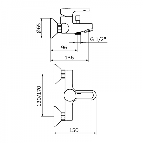 Смеситель для ванны ECO PRIME GRB MIXERS 15225150  - Вид №1