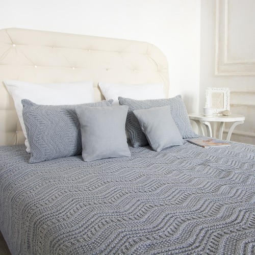 Плед NESTOR 200*220 APERO ДИЗАЙНЕРСКИЕ, ВЯЗАНЫЕ, ОДНОТОННЫЕ 010329 Серый  - Вид №1