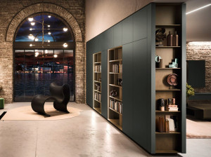 Divider wooden storage wall