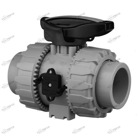 SANIT 127447X20040 2-ходовой шаровой кран d 16-63, ВКД DualBlock®, ПП, сварочные рукава, безопасность рычаг 