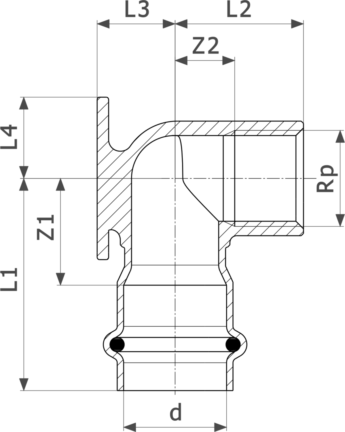 493 974 Модель 0225.5 Трубопроводные системы  Sanpress Inox G  Водорозетки Santreyd  - Вид №3
