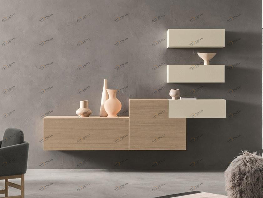 ZANETTE Настенная модульная стенка для хранения из дуба Lei sun-id-1384484