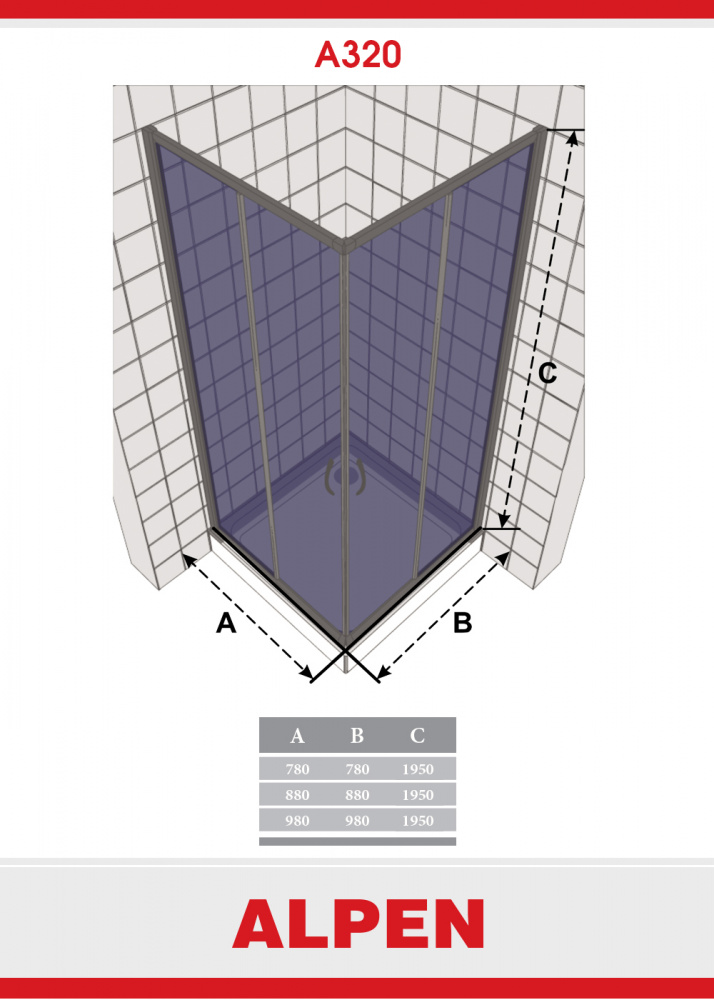 Душевая шторка ALPEN A320-90 A320N-90 - Вид №1