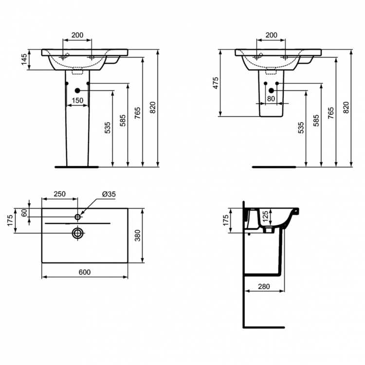 E136601 Раковина 60х38 см Ideal Standard CONNECT SPACE - Вид №5