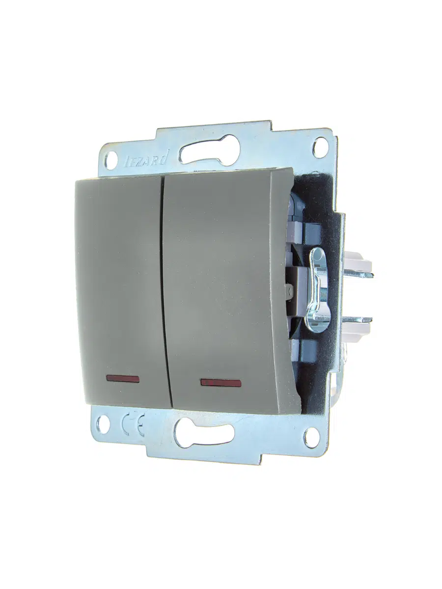 ASTI Выключатель двойной с подсветкой платина механизм LEZARD 7081-3588-112 - Вид №2