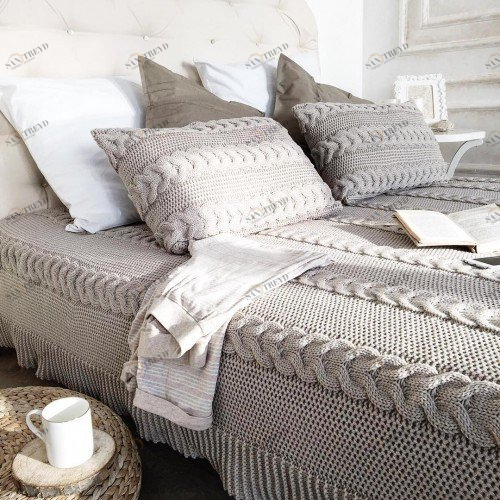 Плед LILIAN 200*220 APERO ДИЗАЙНЕРСКИЕ, ВЯЗАНЫЕ, ОДНОТОННЫЕ 010334 Коричневый 