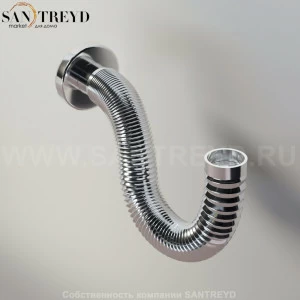 Agape  Гибкий сифон для раковин или биде с настенным защитным кольцом хромированный MET0408S
