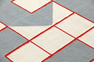 Прямоугольный ковер ручной работы из шерсти с геометрическим рисунком