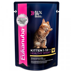 ПР0036743*24 Корм для котят курица в соусе конс. пауч 85г (упаковка - 24 шт) Eukanuba