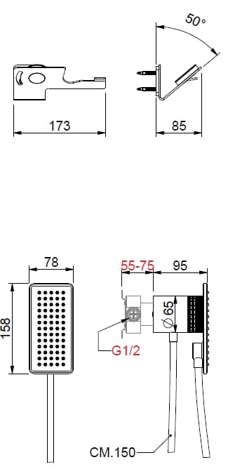 Смеситель для душа из нержавеющей стали с ручным душем BEAMTECH App ARCH-00069652 - Вид №5