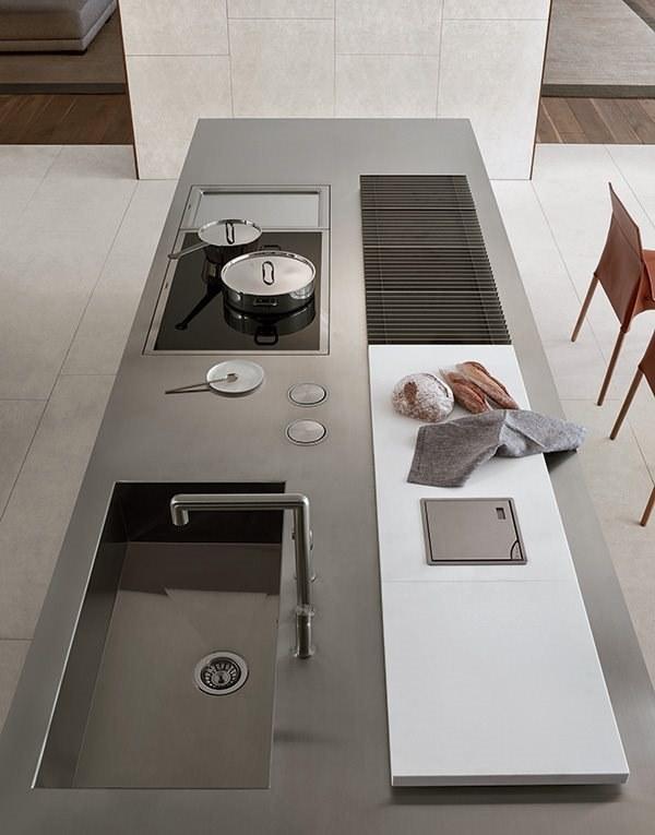 Poliform Кухня из стали и дерева с полуостровом sun-id-1424834 - Вид №17