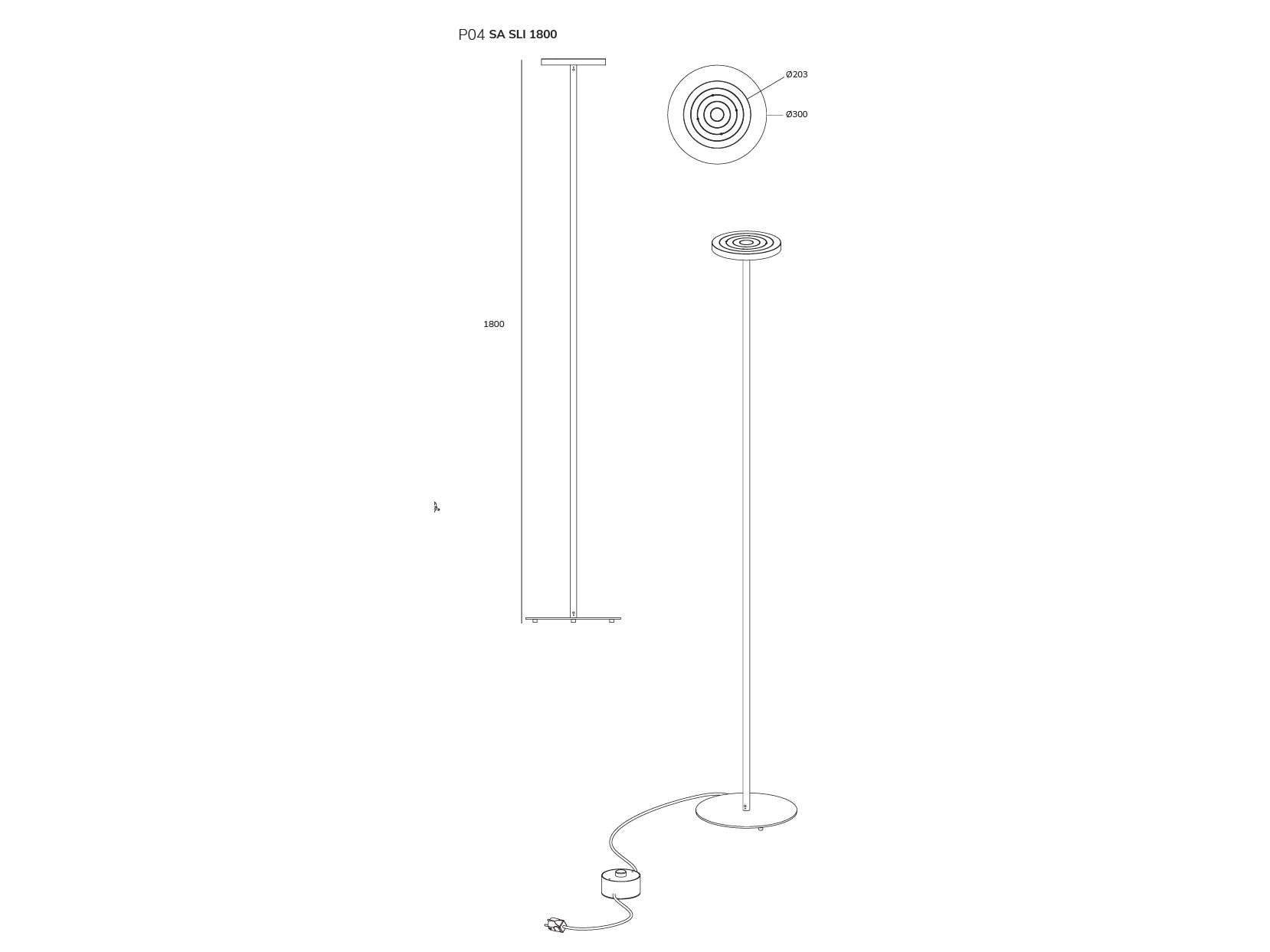 Алюминиевый светодиодный торшер Exporlux P# P04 SA SLI 1800 ARCH-00108124 - Вид №2