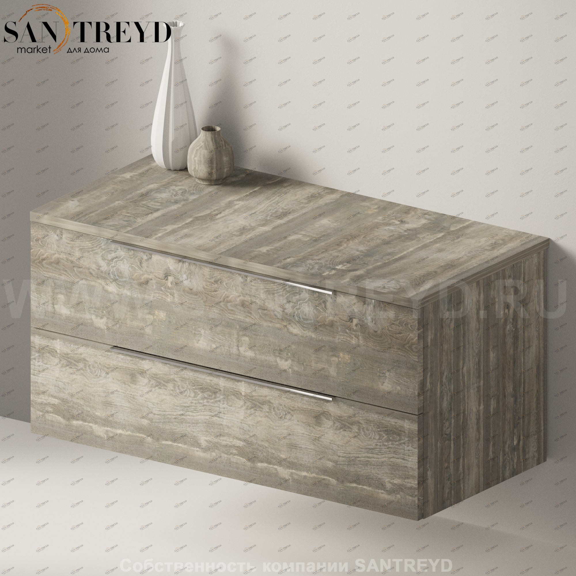 Flaminia BOX Настенная тумба 105 см с 2-мя ящиками BX437.WE Ceramica Flaminia BX437WE