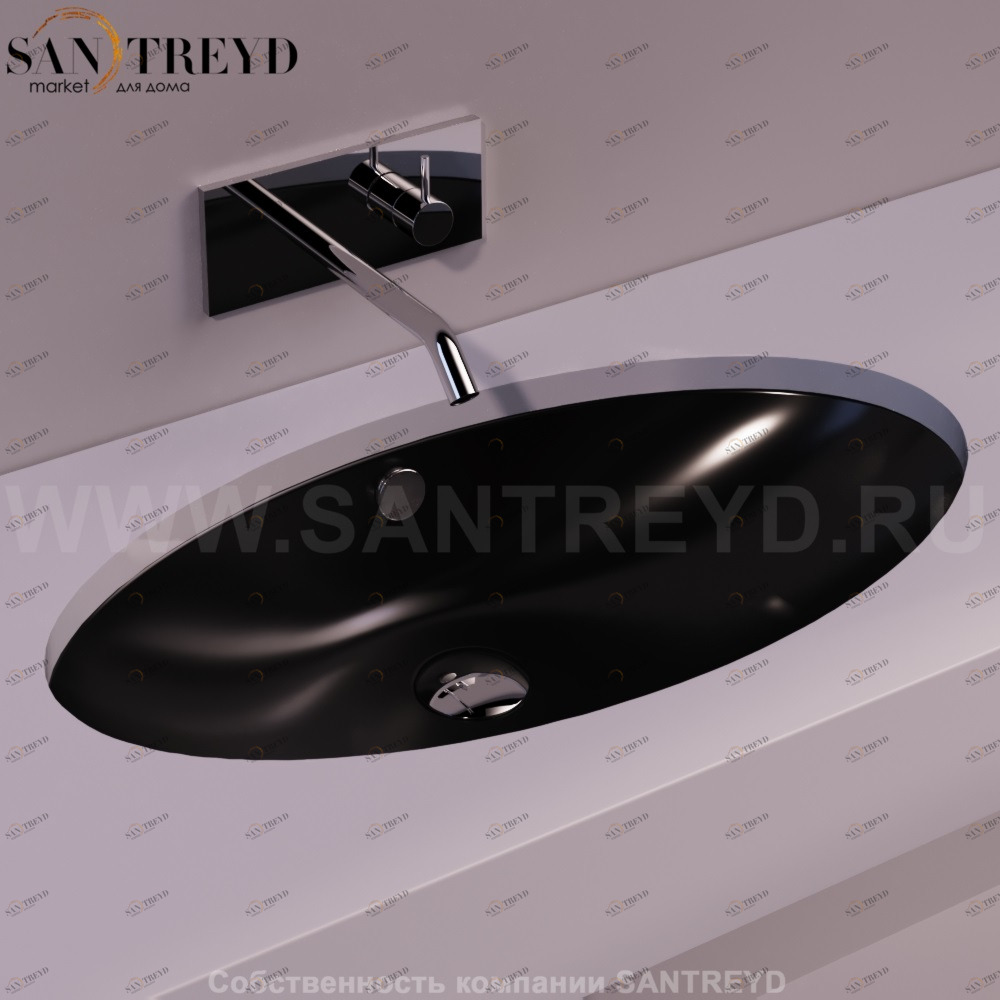 LFT74NERO Накладная раковина под столешницу  овальная Simas LFT Spazio