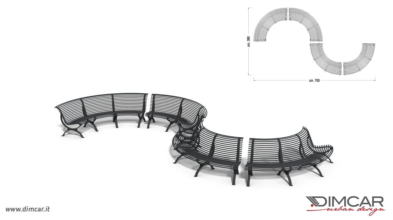 Изогнутая скамья с сиденьем вогнутой стороны DIMCAR ARCH-00031744 - Вид №6