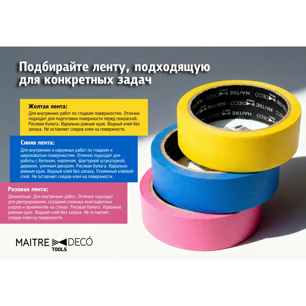 Лента малярная Maitre Deco Tools 38 мм х 25 м цвет розовый STLM-2001793 - Вид №2