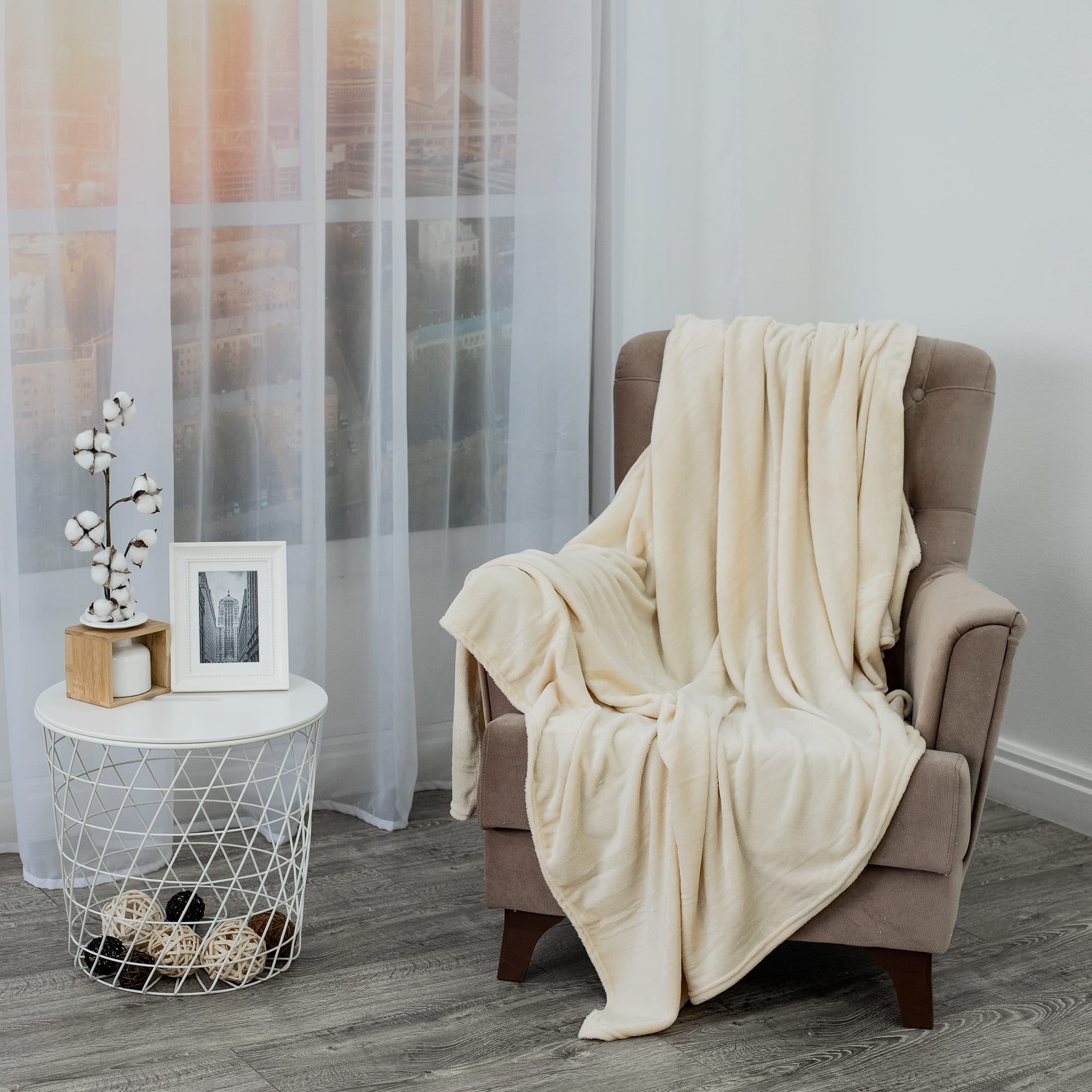 83024973 Плед 140x200 см микрофибра цвет бежевый Нет Santreyd  - Вид №3