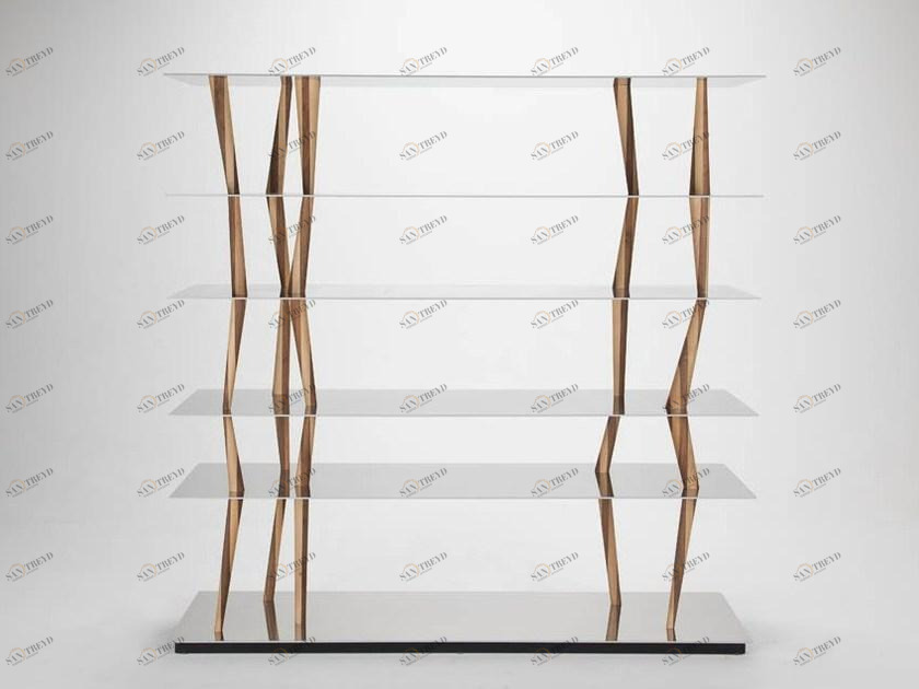 Casamania & Horm Открытый двусторонний книжный шкаф из алюминия и дерева Sendai sun-id-1438272