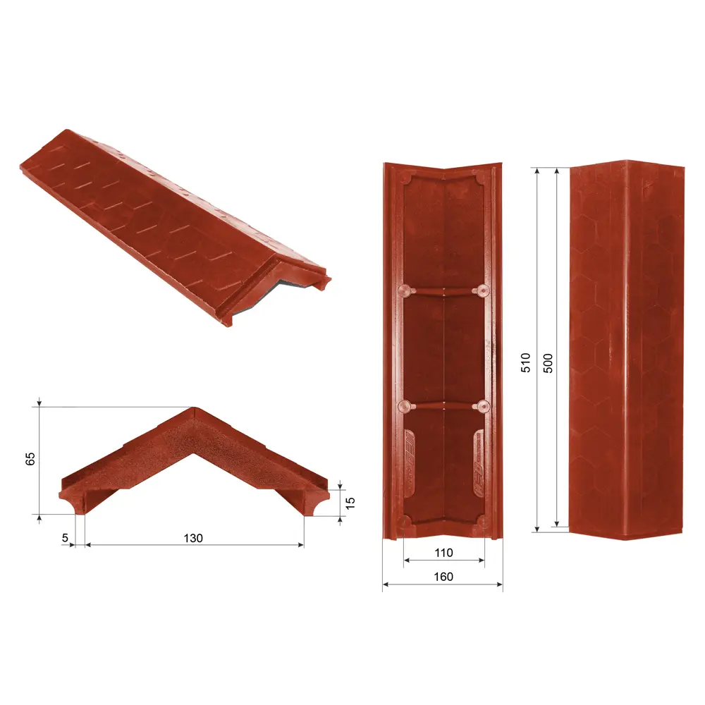 Парапет ППК 500x130x15 мм 0.5кирпича цвет терракота Santreyd STLM-2207674 - Вид №4