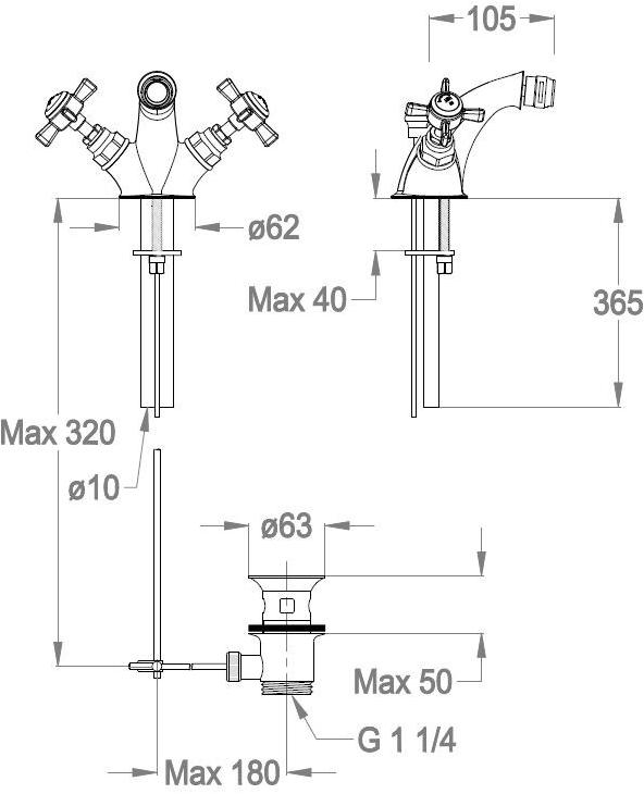 Fir Italia Смеситель для биде с регулируемым изливом Canterbury 30 3022185 - Вид №1