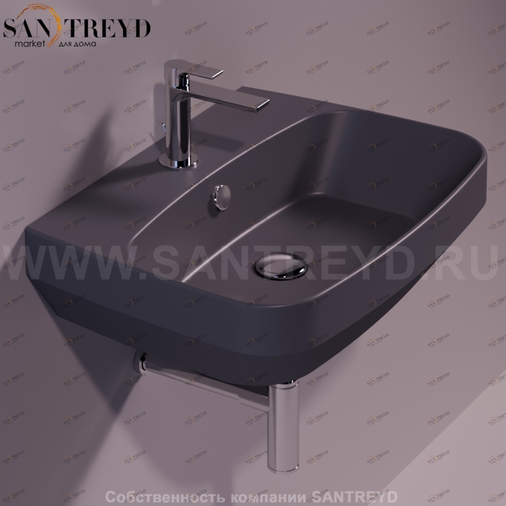 BB10ANTRACITEMATT Подвесная раковина настенная прямоугольная Simas Baden Baden черная