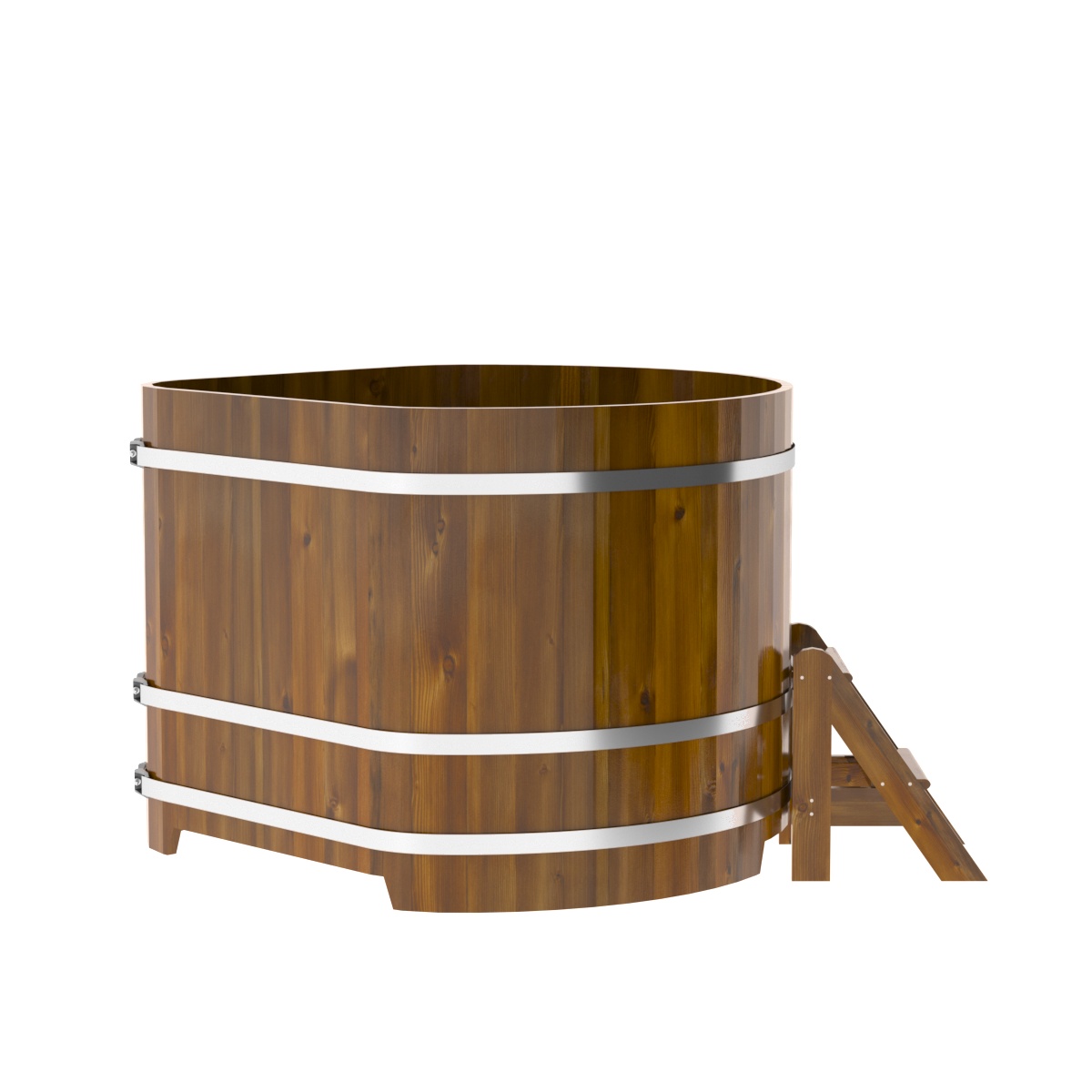 2321 Купель угловая из лиственницы Рустик 1,37х1,37х1,1 морёная Alyarus  - Вид №3