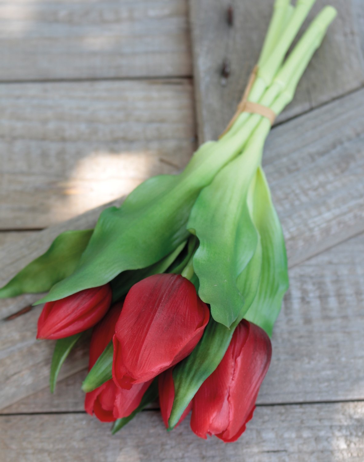 2941 444 a3 Искусственный букет тюльпанов, 5-цветков, 28 см, красный H-andreas  - Вид №6