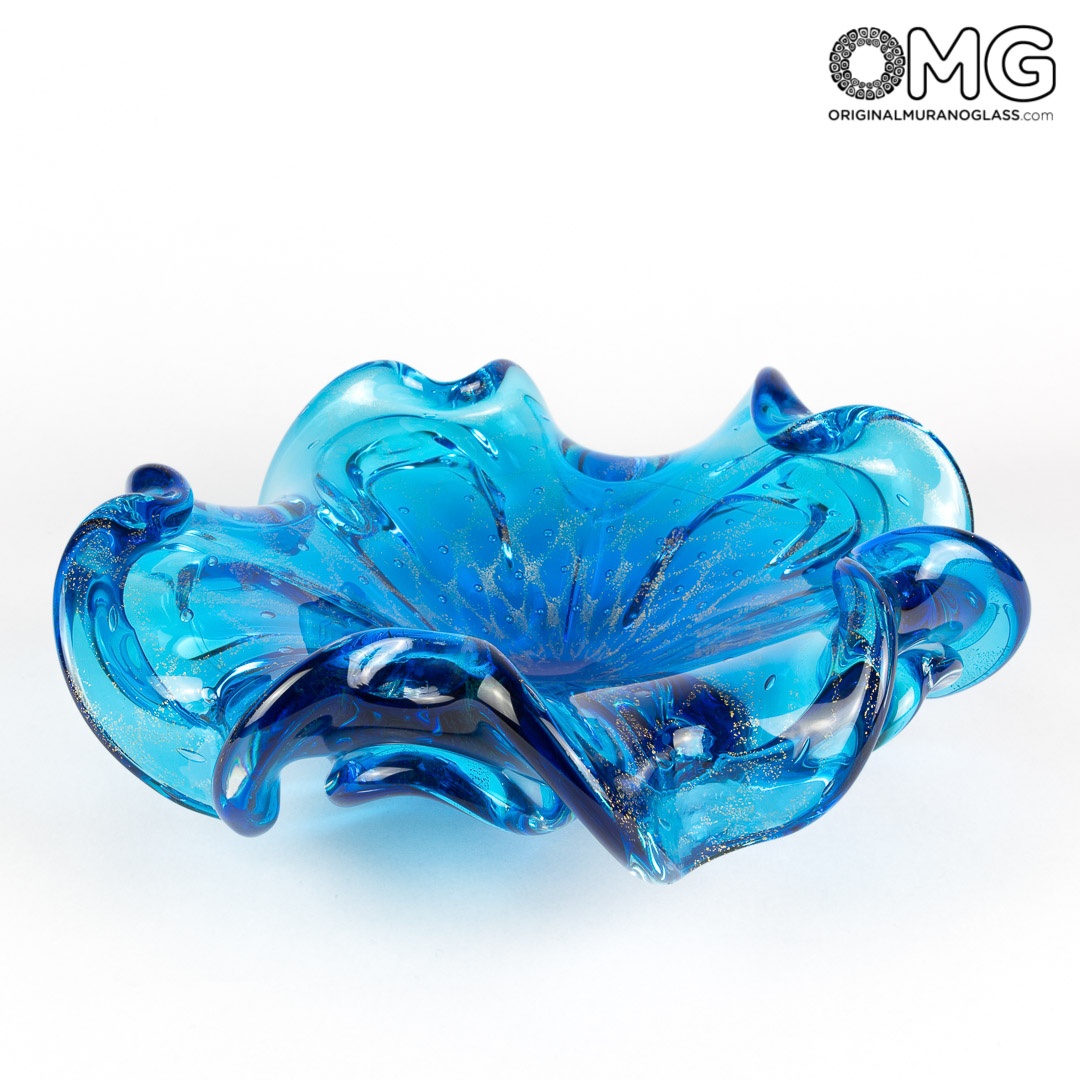 3178 ORIGINALMURANOGLASS Блюдо Цветок - синее - Original Murano Glass OMG 20 см  - Вид №1
