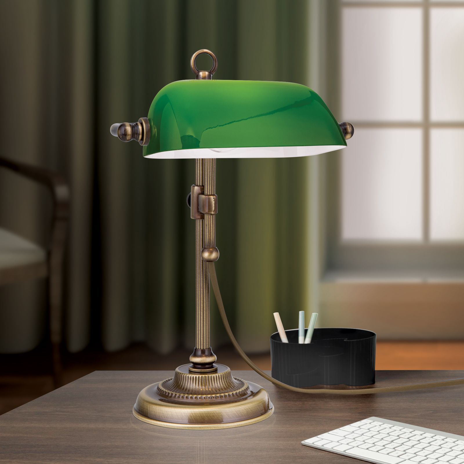 Регулируемая настольная лампа из латуни и стекла Orion Harvard ARCH-00011008 - Вид №6