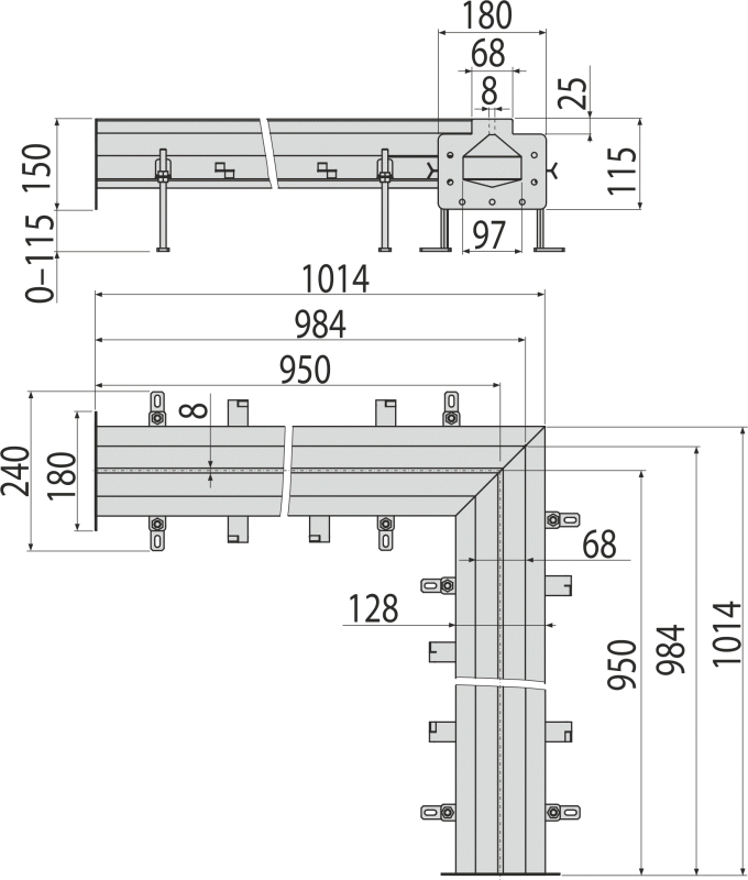 Промышленный угловой желоб щелевой из нержавеющей стали AISI 316L ALCAPLAST APR21202 - Вид №1