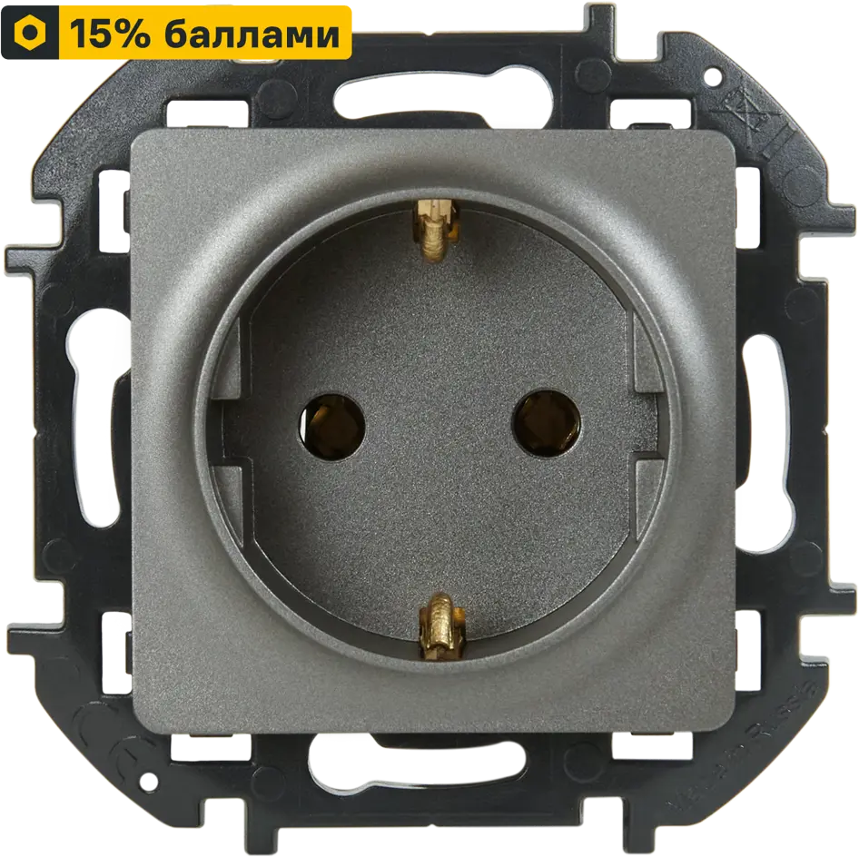 Розетка LEXMAN Lilian с защитными шторками и заземлением, цвет «Титан» 86761334