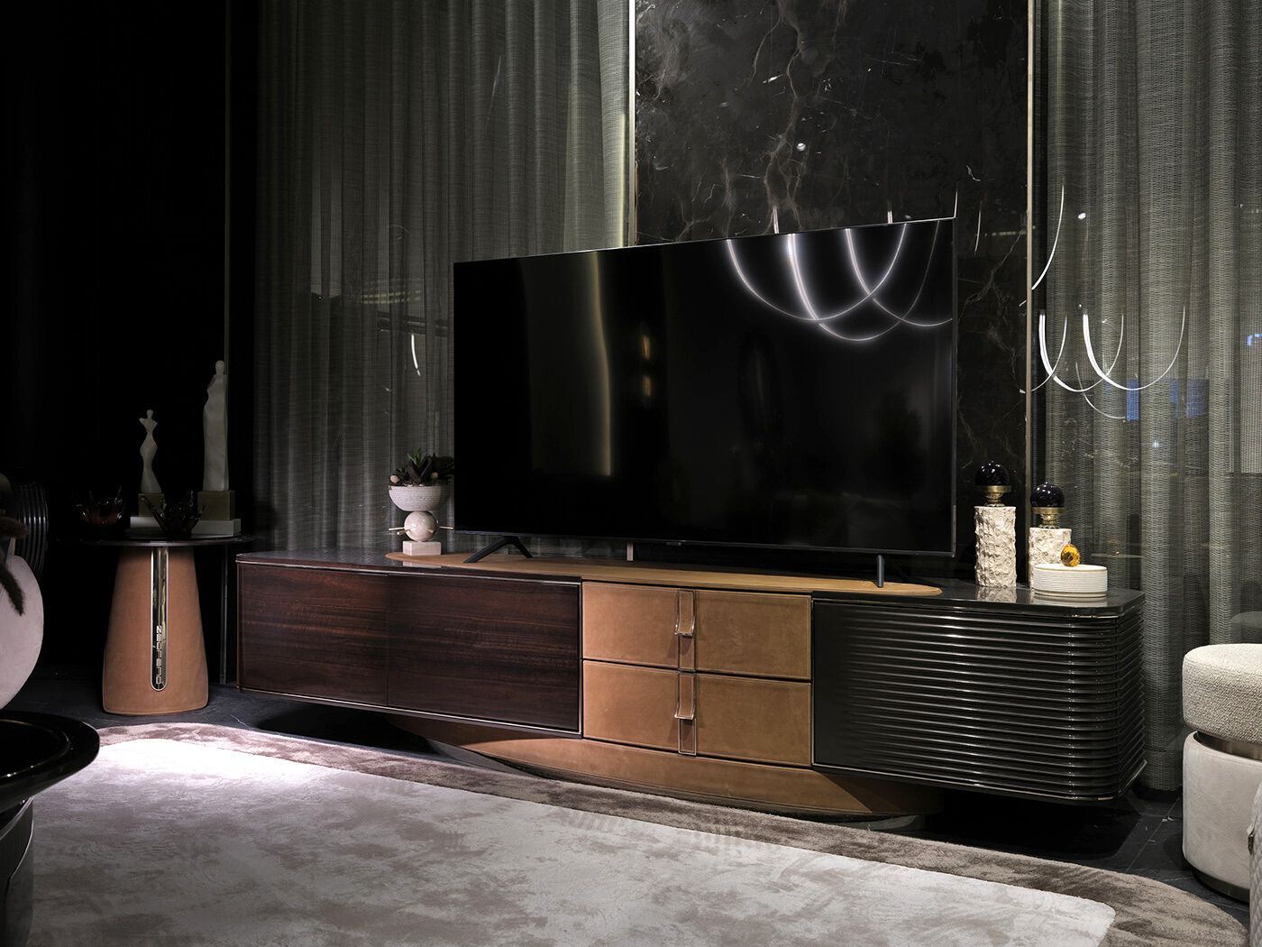 Низкий шкаф для телевизора с ящиками Zebrano Niks ARCH-00121095 - Вид №5