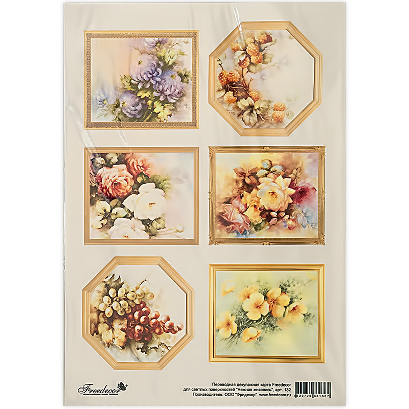 132 Пленка для светлой поверхности с печатью цветочные панно Freedecor 