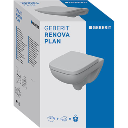 501.758.00.1 Комплект подвесного унитаза Geberit Renova Plan вертикальный смыв, с сиденьем для унитаза Geberit  - Вид №1
