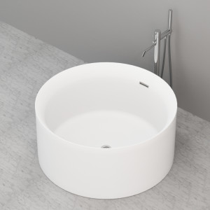 743601 G&M Ванна отдельностоящая круглая из полиминерала белая глянцевая снаружи и матовая внутри в комплекте с донным клапаном клик-клак 120 см цвет Белая глазурь Kerasan Bath-tub Италия