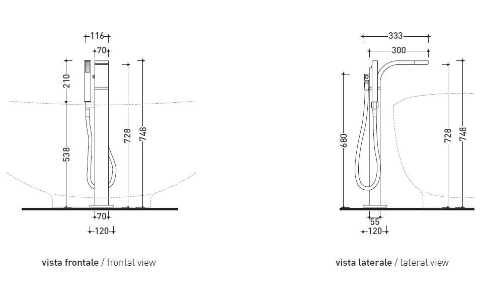 Напольный смеситель для ванны с ручным душем Ceramica Flaminia Да ARCH-00106508 - Вид №4