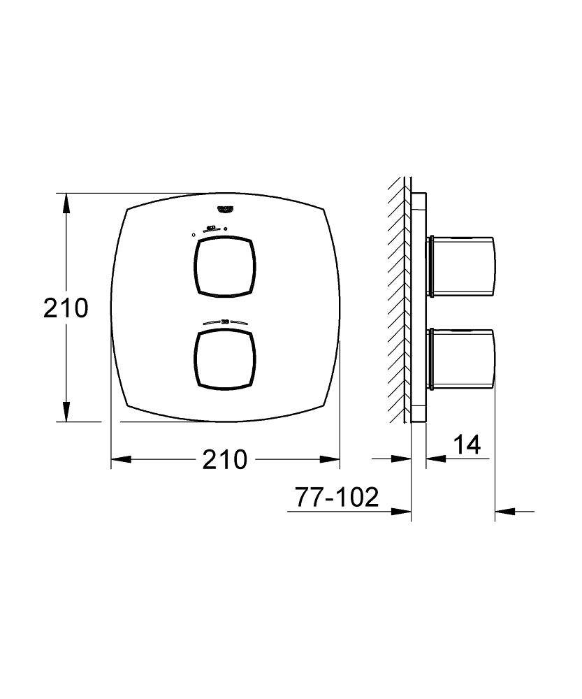 19934IG0 Внешняя часть термостатического смесителя для ванны Grohe Grandera хром золото - Вид №1