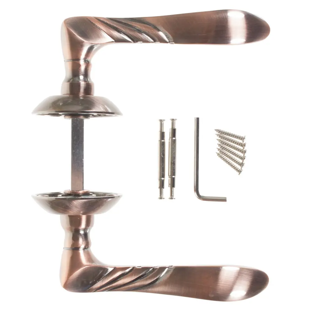 Ручки дверные на розетке EDS-43-10, цвет античная медь EDSON STLM-2010805 - Вид №3