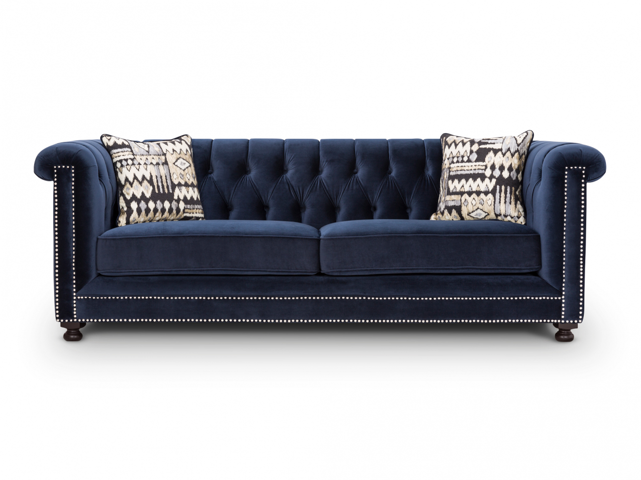 Диван прямой синий с капитоне Hickory KELLY LOUNGE ДИЗАЙНЕРСКИЕ 210975 Синий  - Вид №1