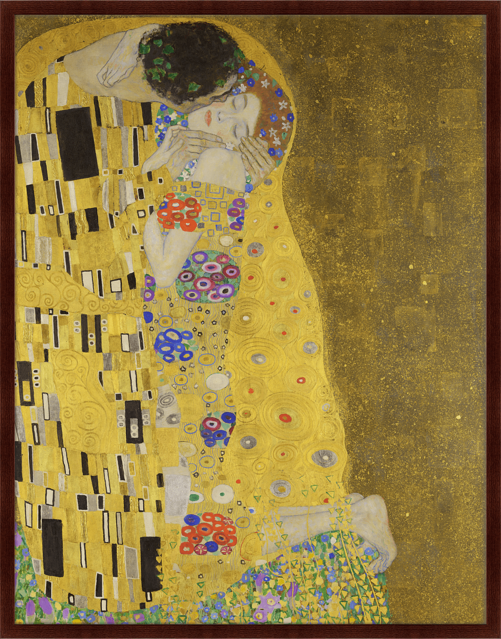 Фотокартина в деревянной раме 130х102 см The Kiss, 1907г. КАРТИНЫ В КВАРТИРУ  264283 Белый;желтый;разноцветный  - Вид №1