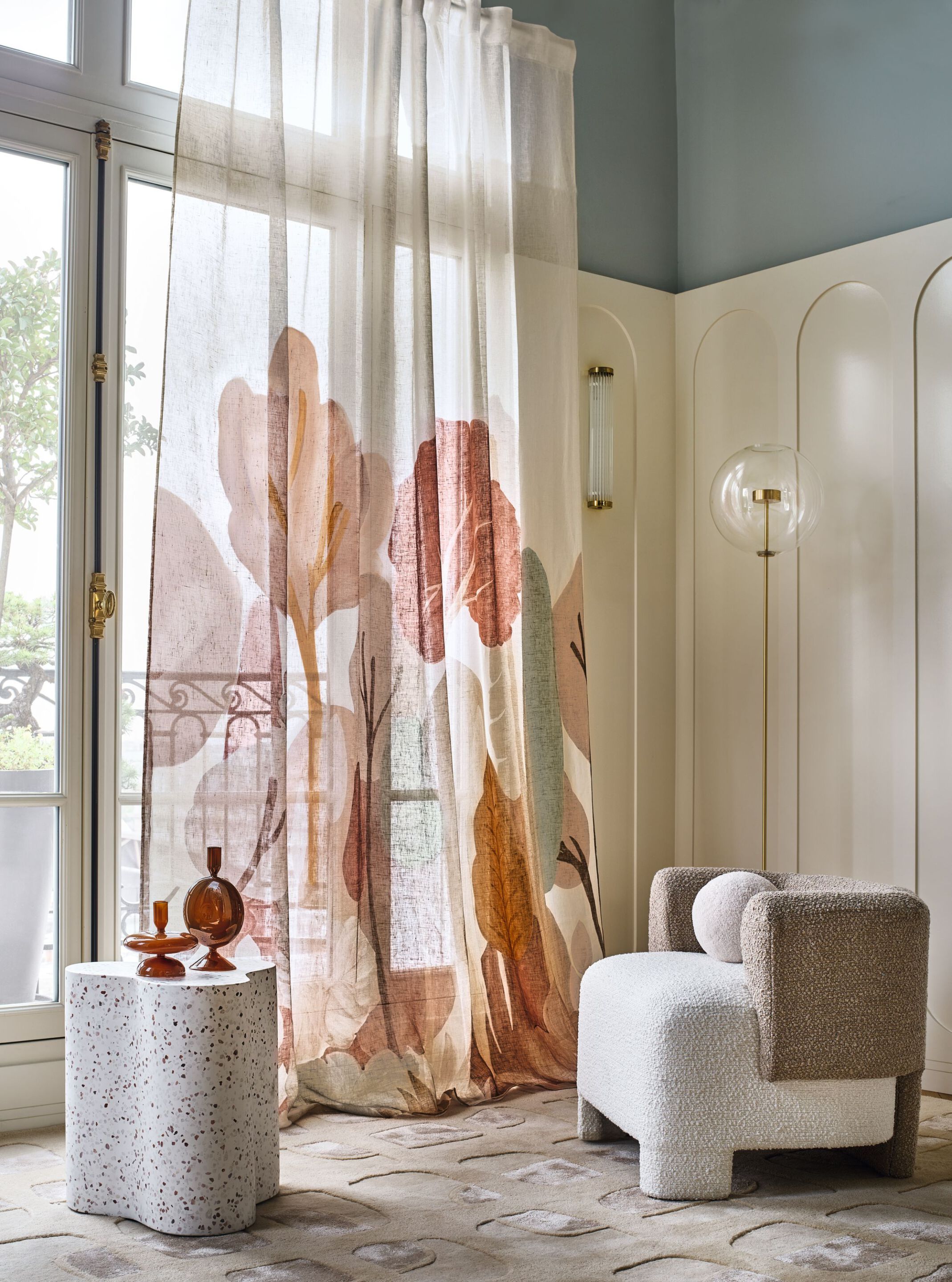 Льняная ткань с принтом вуали для штор Casamance Jardin d'Este ARCH-00091851 - Вид №1