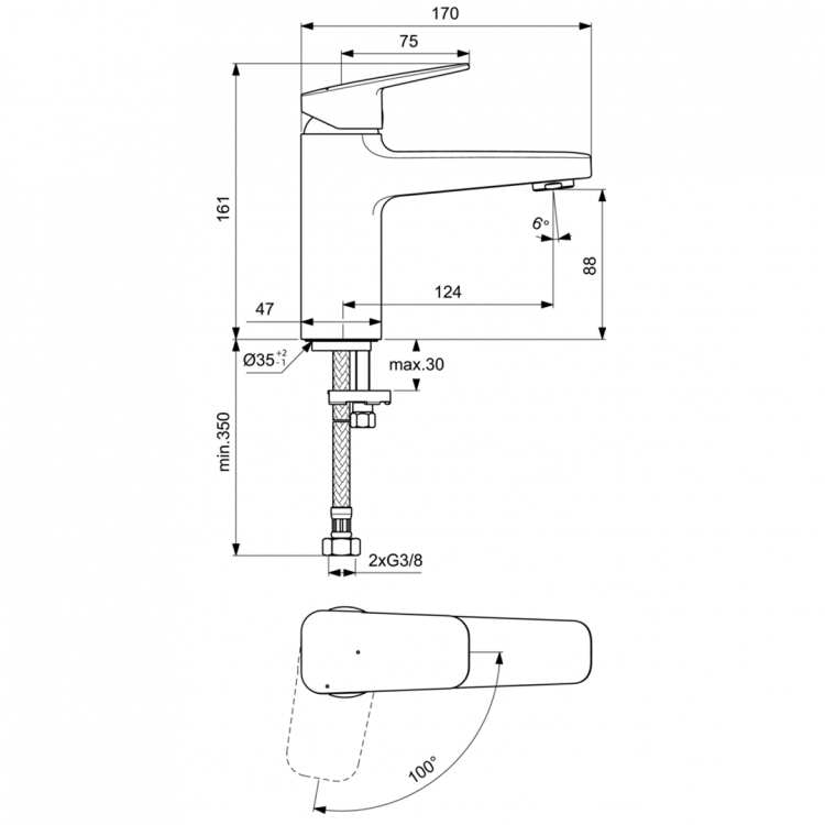 BD224AA Смеситель для раковины Ideal Standard CERAPLAN  - Вид №3